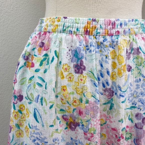 Vtg 90s Koret Womans Spring Floral Skirt Small Cotton Linen Pockets A-Line Gauzy - Picture 2 of 9